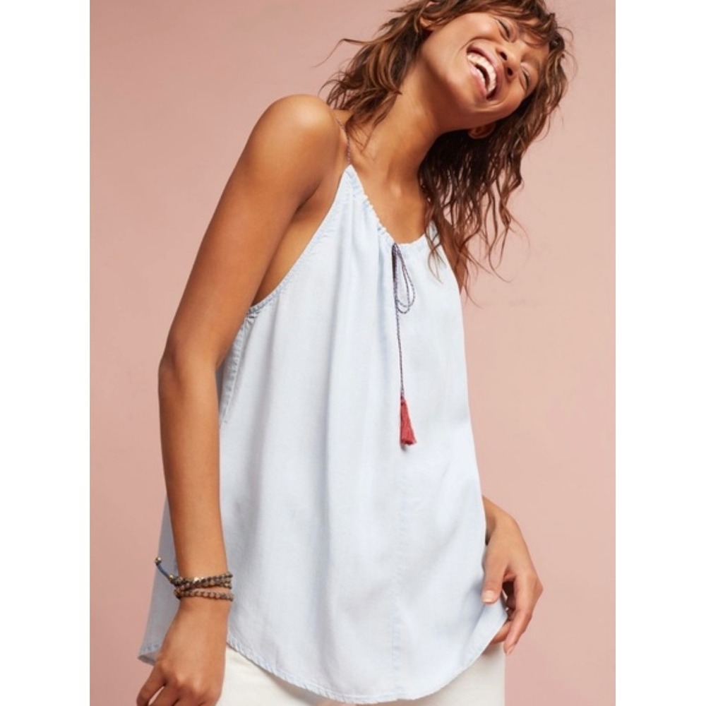 Rails by Anthropologie Chambray Tank‎ Top Tassel Sleeveless Casual Blue XS